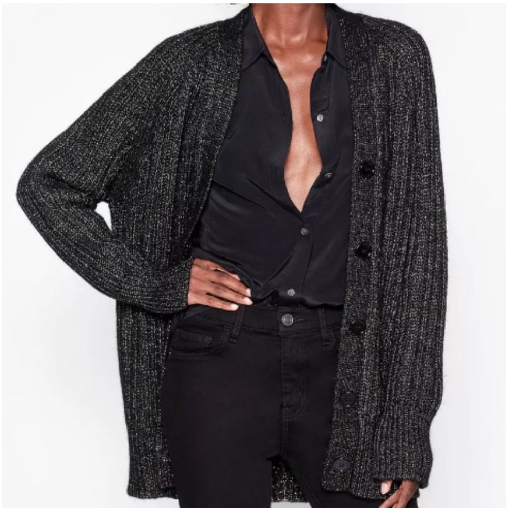 Equipment Femme Gold Metallic Wool Cardigan